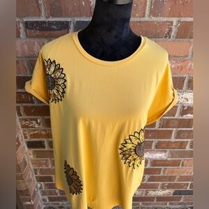 Sunflower Sequin Embellished Yellow Top NEW